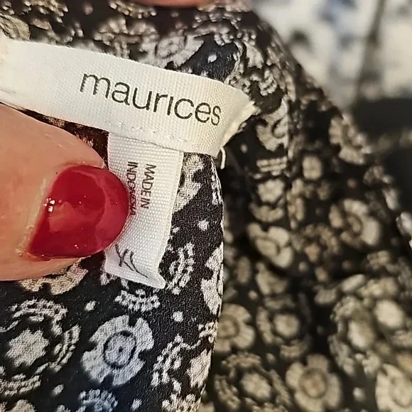 Maurices Black Floral Blouse with Cross wrap style - Picture 5 of 5